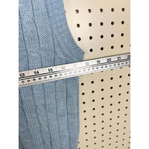 Vintage Laurentien Light Blue Cable Knit V-Neck Sweater Vest mens - Picture 4 of 4